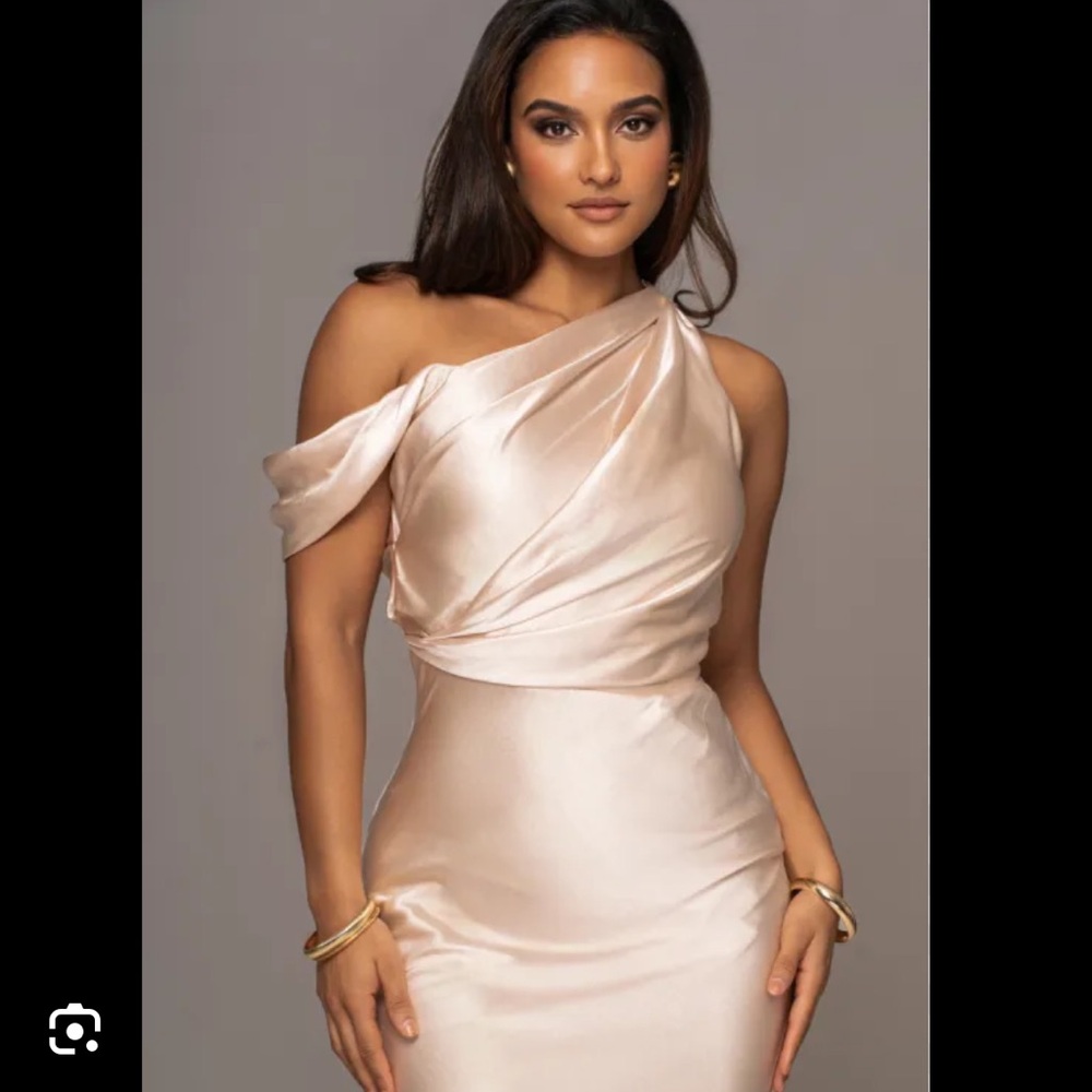JLUXLABEL Champagne Dessa Satin Maxi Dress XS